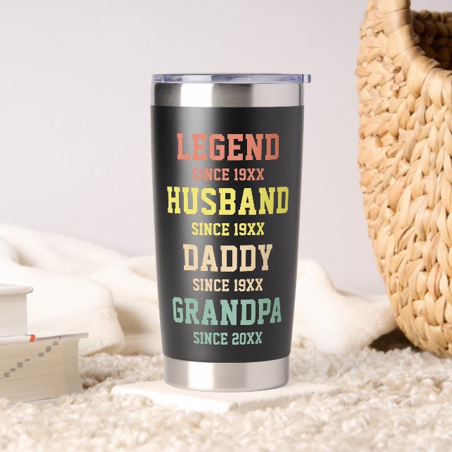 Personalised Retro Legend Husband Daddy Grandpa  Insulated Tumbler (Living Room)