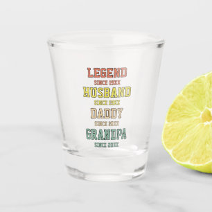 Personalised Retro Legend Husband Daddy Grandpa Shot Glass
