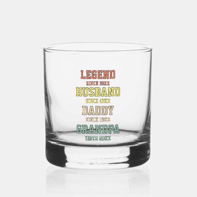 Personalised Retro Legend Husband Daddy Grandpa  Whiskey Glass (Front)
