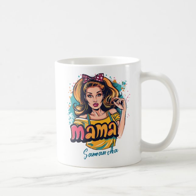 Personalised Retro  Mama Pop Art (10) Coffee Mug (Right)