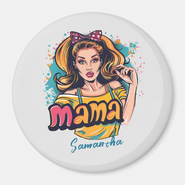Personalised Retro  Mama Pop Art (10) Magnet (Front)