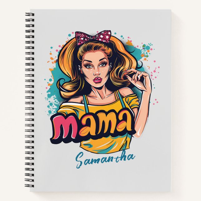 Personalised Retro  Mama Pop Art (10) Notebook (Front)