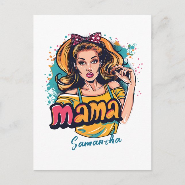 Personalised Retro  Mama Pop Art (10) Postcard (Front)