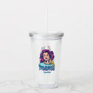 Personalised Retro  Mama Pop Art (11) Acrylic Tumbler