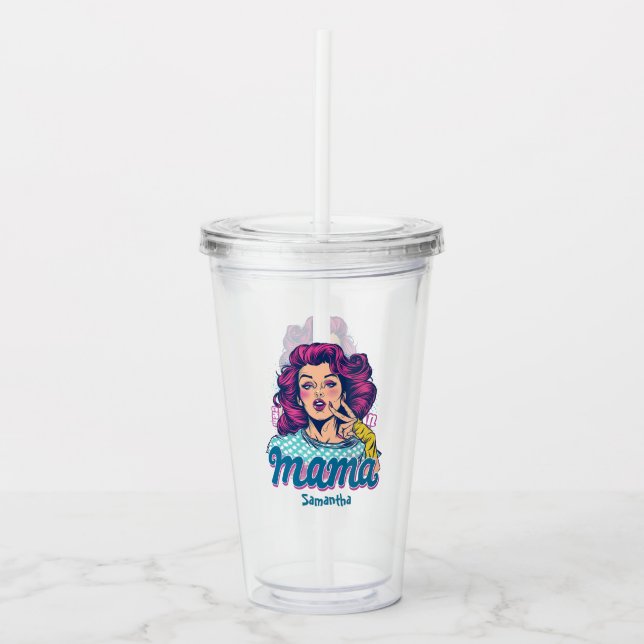 Personalised Retro  Mama Pop Art (11) Acrylic Tumbler (Front)