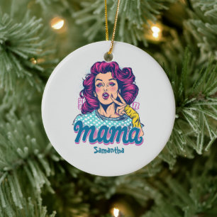 Personalised Retro Mama Pop Art (11) Ceramic Ornament