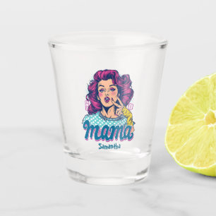 Personalised Retro Mama Pop Art (11) Shot Glass