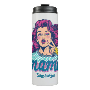 Personalised Retro  Mama Pop Art (11) Thermal Tumbler