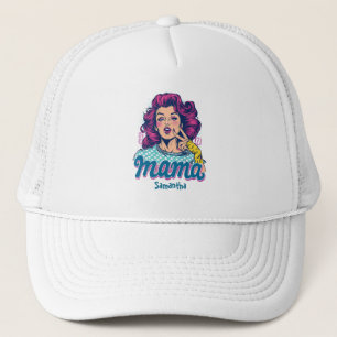 Personalised Retro Mama Pop Art (11) Trucker Hat