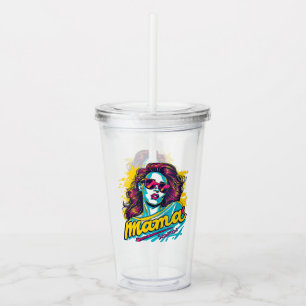 Personalised Retro Mama Pop Art (12) Acrylic Tumbler