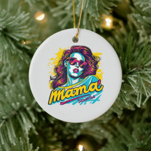 Personalised Retro  Mama Pop Art (12) Ceramic Ornament
