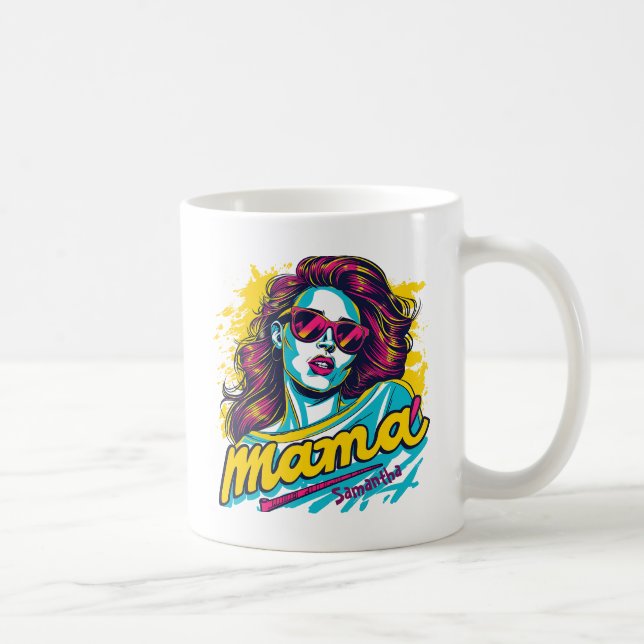 Personalised Retro  Mama Pop Art (12) Coffee Mug (Right)
