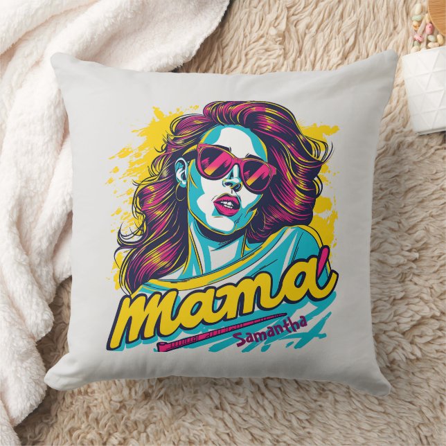 Personalised Retro  Mama Pop Art (12) Cushion (Blanket)