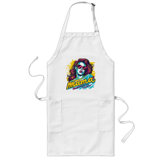 Personalised Retro  Mama Pop Art (12) Long Apron (Front)