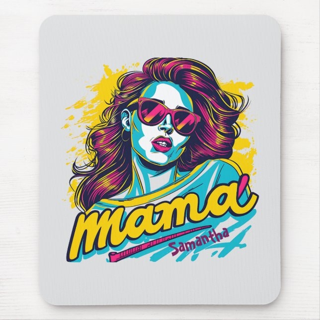 Personalised Retro  Mama Pop Art (12) Mouse Pad (Front)