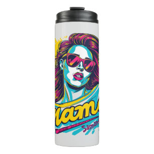 Personalised Retro  Mama Pop Art (12) Thermal Tumbler