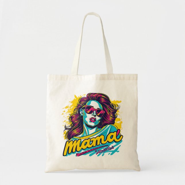 Personalised Retro  Mama Pop Art (12) Tote Bag (Front)