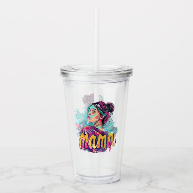Personalised Retro  Mama Pop Art (13) Acrylic Tumbler (Front)