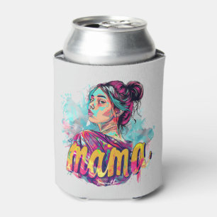Personalised Retro Mama Pop Art (13) Can Cooler