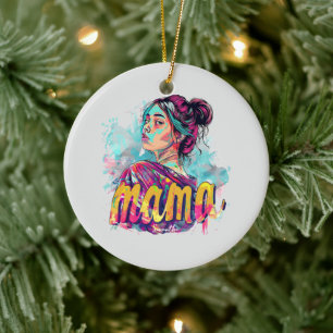 Personalised Retro Mama Pop Art (13) Ceramic Ornament