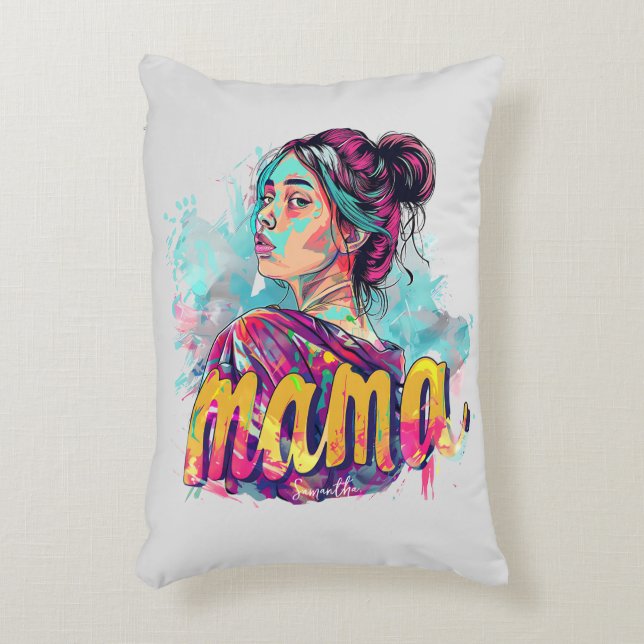 Personalised Retro  Mama Pop Art (13) Decorative Cushion (Front(Vertical))