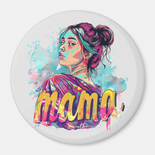 Personalised Retro  Mama Pop Art (13) Magnet (Front)