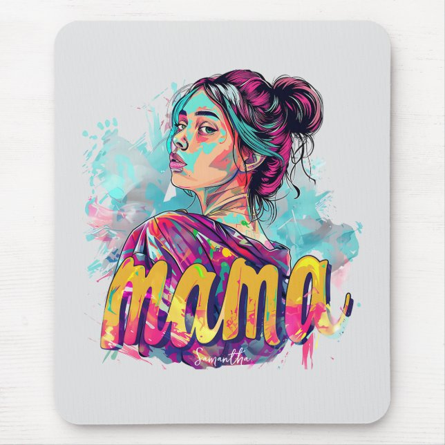 Personalised Retro  Mama Pop Art (13) Mouse Pad (Front)