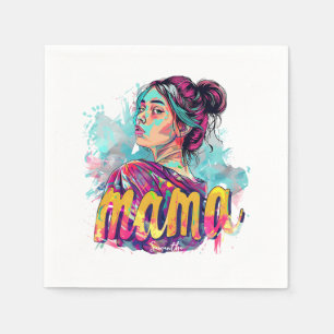 Personalised Retro Mama Pop Art (13) Napkin