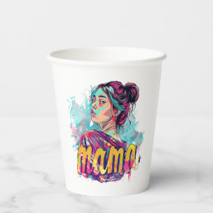 Personalised Retro  Mama Pop Art (13) Paper Cups