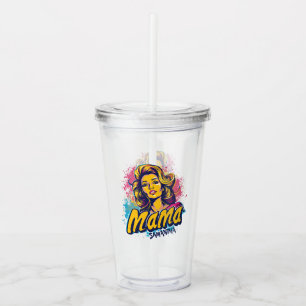 Personalised Retro Mama Pop Art (14) Acrylic Tumbler