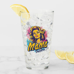 Personalised Retro Mama Pop Art (14) Glass