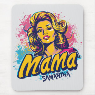 Personalised Retro  Mama Pop Art (14) Mouse Pad