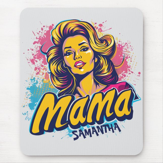 Personalised Retro  Mama Pop Art (14) Mouse Pad (Front)