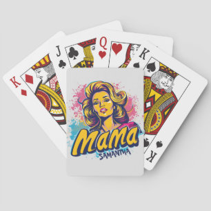 Personalised Retro  Mama Pop Art (14) Playing Cards