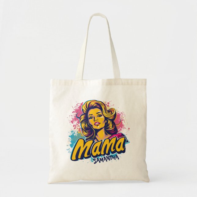Personalised Retro  Mama Pop Art (14) Tote Bag (Front)