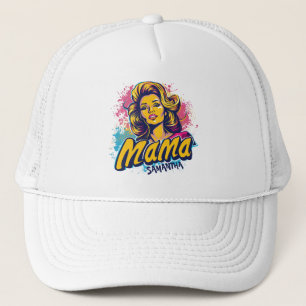 Personalised Retro  Mama Pop Art (14) Trucker Hat