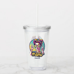 Personalised Retro Mama Pop Art (15) Acrylic Tumbler