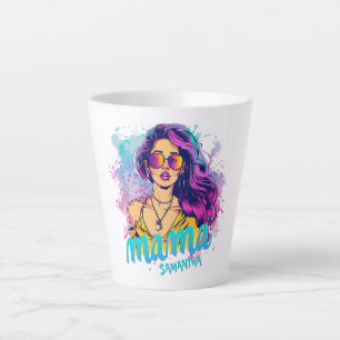 Personalised Retro Mama Pop Art (15) Latte Mug