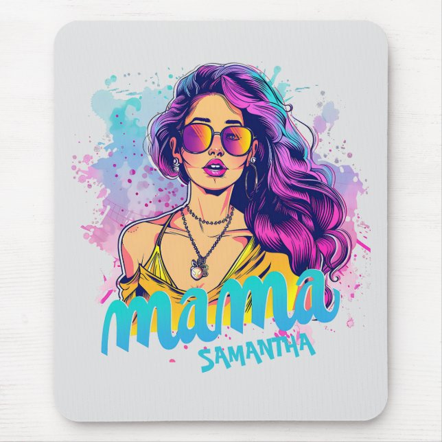 Personalised Retro  Mama Pop Art (15) Mouse Pad (Front)