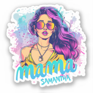 Personalised Retro Mama Pop Art (15) Sticker