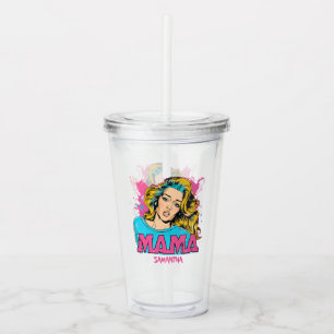 Personalised Retro  Mama Pop Art (16) Acrylic Tumbler