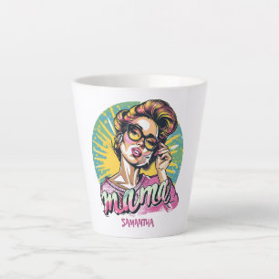 Personalised Retro Mama Pop Art (16) Latte Mug