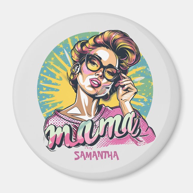 Personalised Retro  Mama Pop Art (16) Magnet (Front)