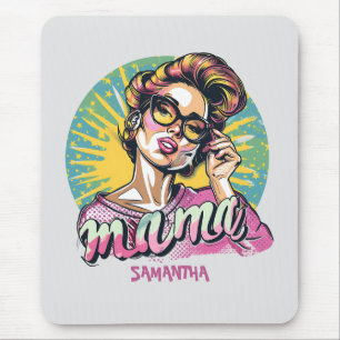 Personalised Retro Mama Pop Art (16) Mouse Pad
