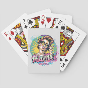 Personalised Retro  Mama Pop Art (16) Playing Cards