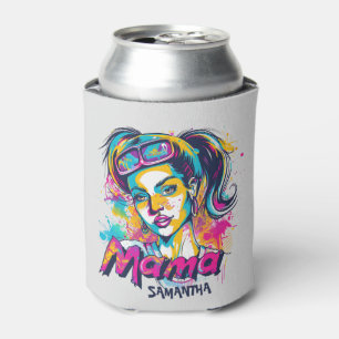 Personalised Retro  Mama Pop Art (18) Can Cooler