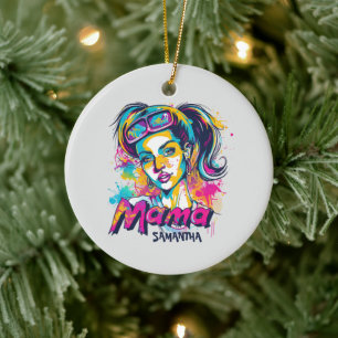 Personalised Retro Mama Pop Art (18) Ceramic Ornament