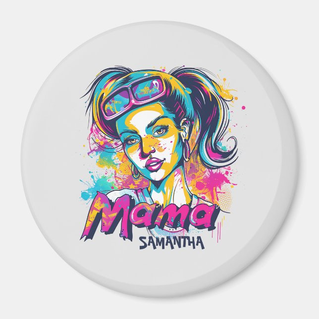 Personalised Retro  Mama Pop Art (18) Magnet (Front)