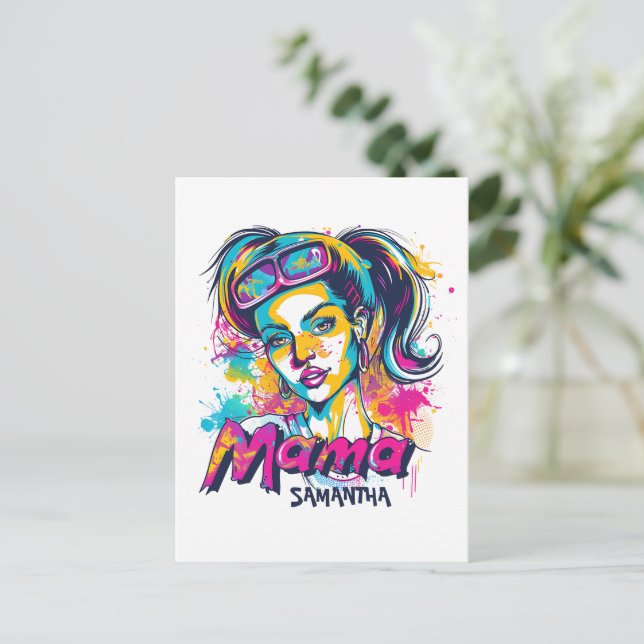 Personalised Retro  Mama Pop Art (18) Postcard (Standing Front)