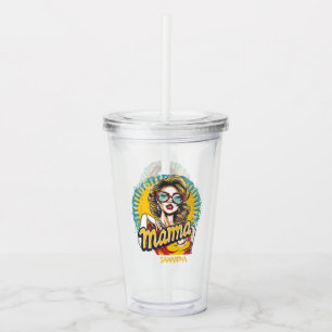 Personalised Retro  Mama Pop Art (19) Acrylic Tumbler